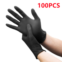 100/PCS Disposable Black Nitrile Gloves Durable Latex Free for Household Kitchen Cleaning Beauty Hair Manicure Washing Cars