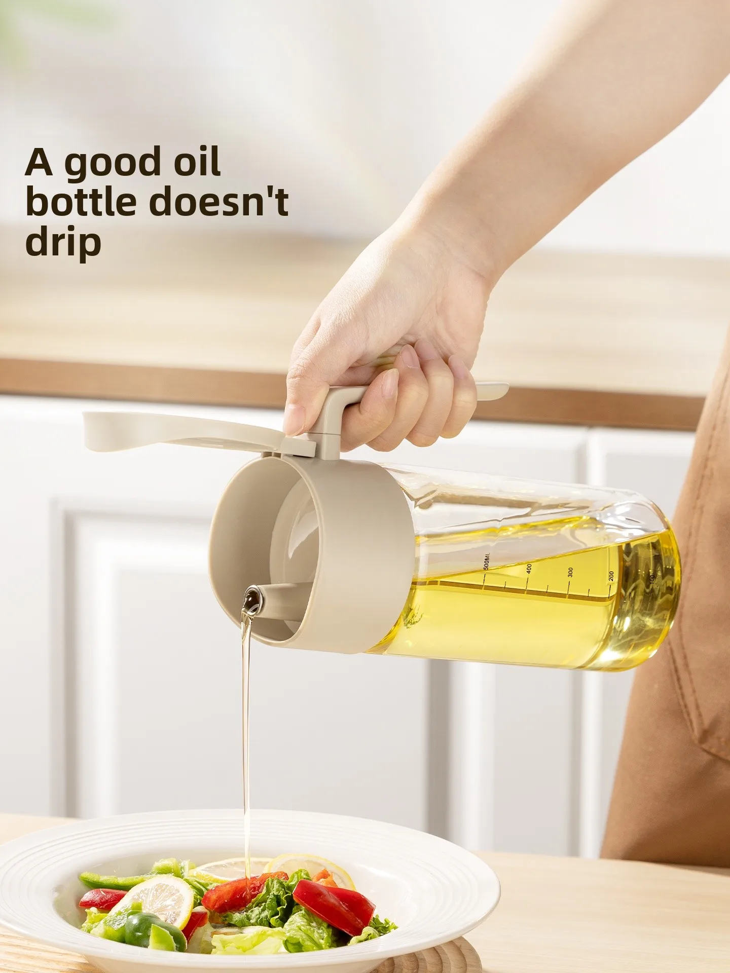 Botella de Vidrio de Borosilicato de Alta Calidad para Aceite, Uso en Cocina, Antiderrames, Grado Alimenticio, para Vinagre y Salsa de Soja, Resistente al Calor, Sin Goteo de Aceite