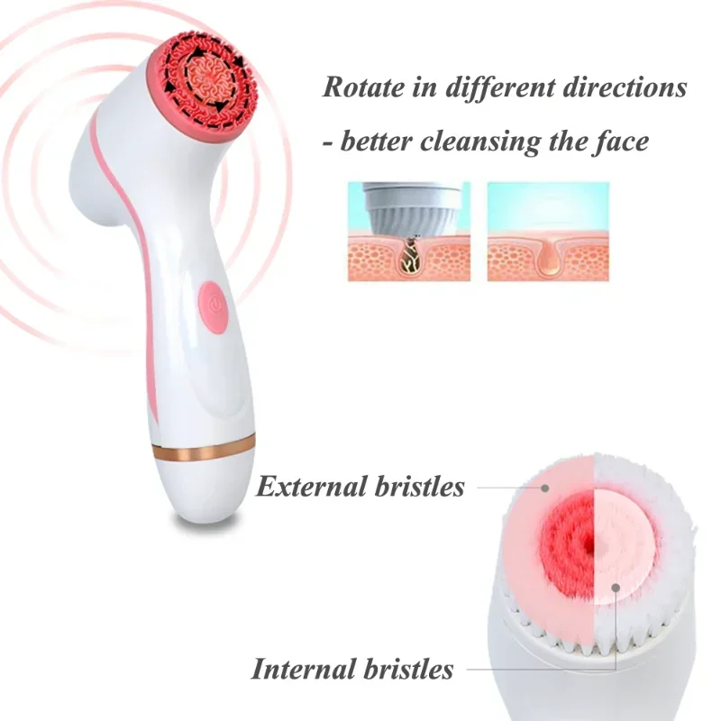 Brosse de nettoyage sonique 3 en 1, ensemble de brosses rotatives pour le visage, système de Spa pour le nettoyage en profondeur de la peau, Machine d'élimination des points noirs