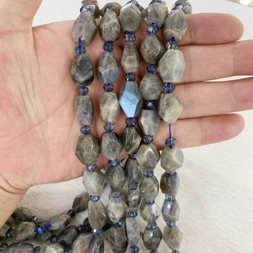 10x14mm Natural Amazonite Labradorite Manual Cut Faceted IRREGULAR Loose Beads DIY Bracelet Necklace for Jewelry Making