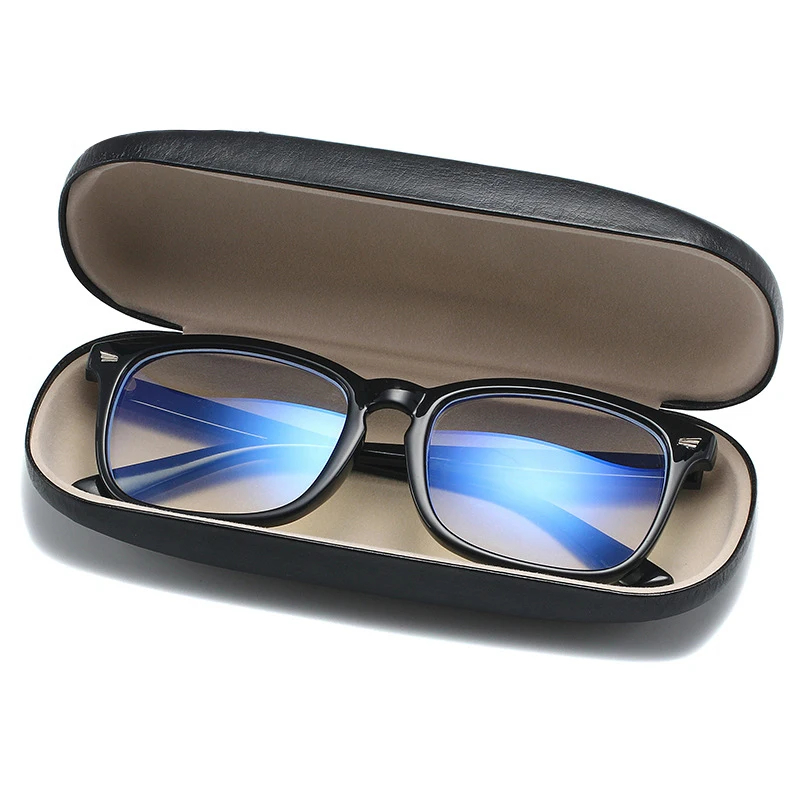 Hartes Lesebrillenetui für Herren und Damen, festes Brillenetui aus PU-Leder, schwarzes Business-Brillenetui – Detail 3