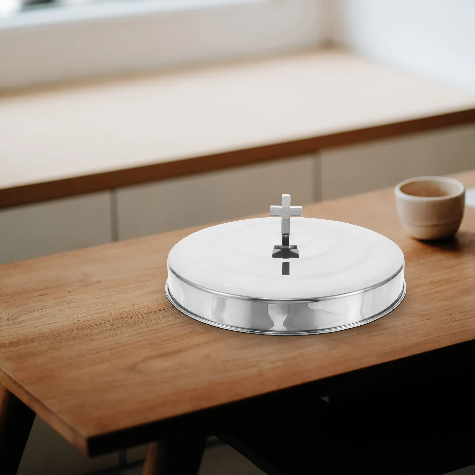Stainless Steel Communion Plate Small Religious Metal Pie Pan for Church Services Holy Communion Tray Multi Function Baking Dish