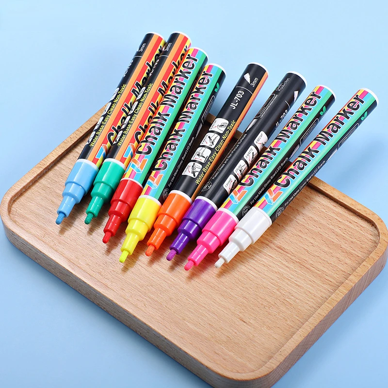 8-colors Water-based Highlighter Set Wipeable Dust-free Liquid Children's Creative Graffiti Blackboard Glass Luminescent Pen