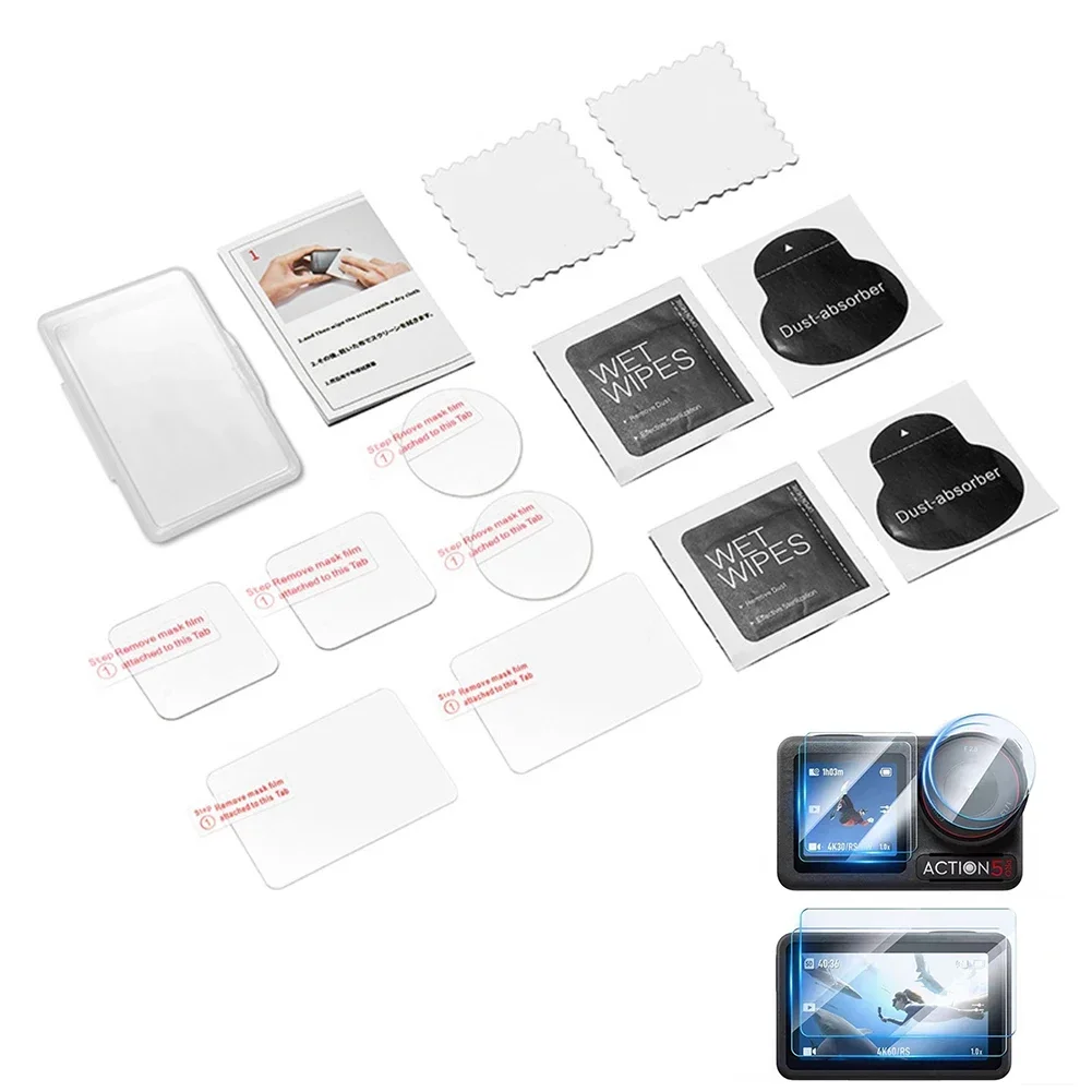 Premium Lens Screen Protector For Osmo-Action 5 Pro Protection Tempered Glass Front Rear Screen Protector Lens Cover