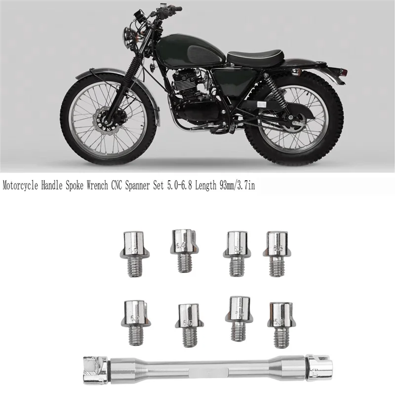 Motorrad Griff Speichenschlüssel 93 Mm/3,7 Zoll CNC Schraubenschlüssel Set 5,0-6,8 Länge Für Die Meisten Motorrad Reifen Reparatur Schlüssel