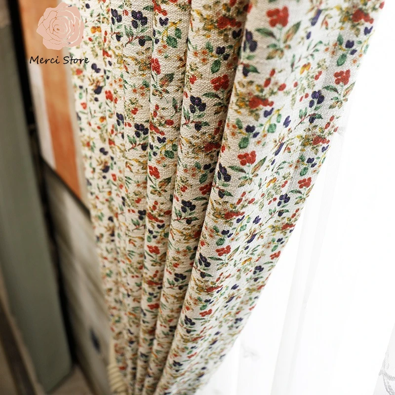

French American Country Style Pastoral Floral Curtains for Living Room Bedroom Warm Flower Language Cotton Linen Drapes