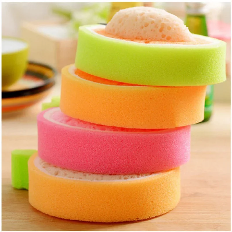 Cute Fruit Shape Thickened Sponge Dishwashing Wipe Washcloth Kitchen Household Pot Brush Dish Sponge Kitchen Cleaning Tools