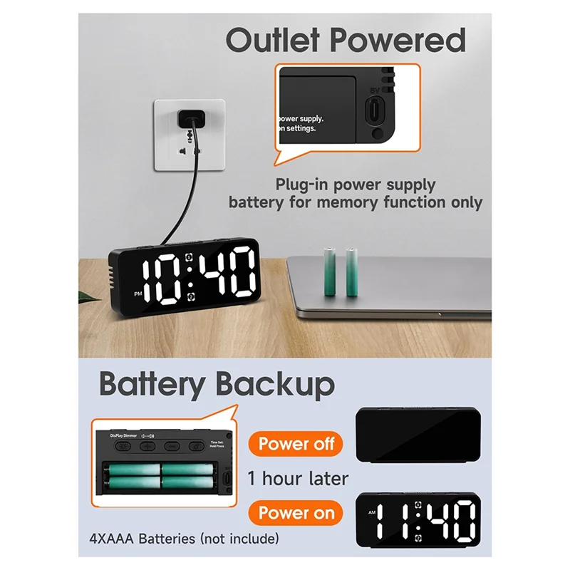 -A14E ساعة منبه صغيرة بصوت عالٍ للنوم الثقيل للبالغين، ساعات سفر مدمجة لغرف النوم بجانب السرير، مناسبة للاستيقاظ للأطفال والمراهقين