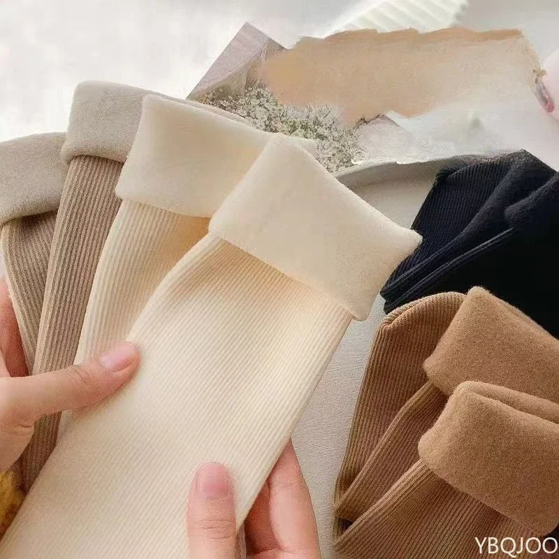 

5 пар женских носков для зимы и осени, утолщенные, теплые, для носки на улице, однотонные, удобные носки
