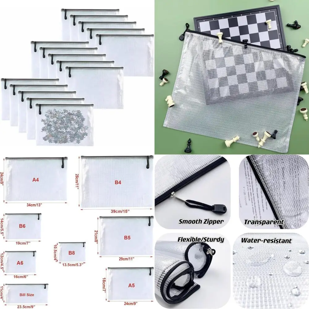 

Plastic Mesh Zipper Pouch Document Folders Bag Zip File Bags for Office Supplies Storage-15 Pcs (Black, 3"x 5")