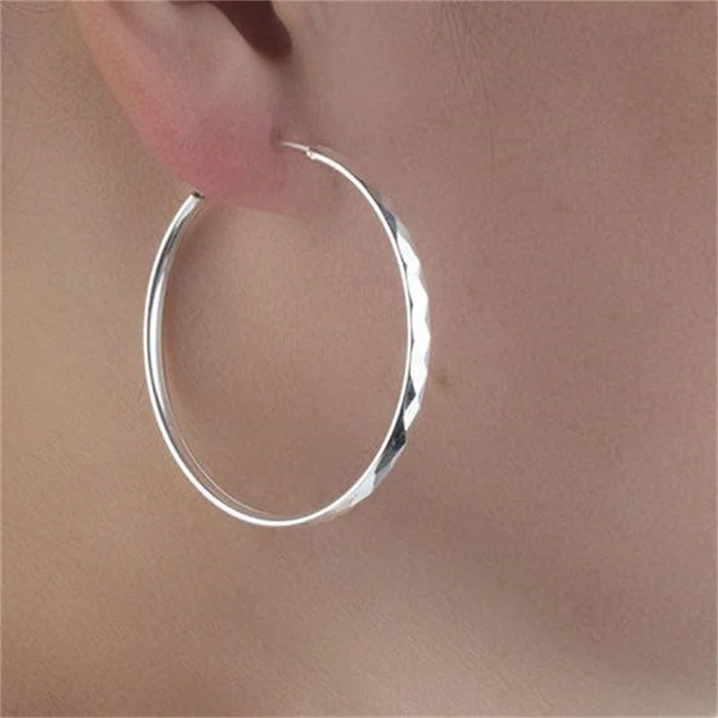 316L Edelstahl 30-60 MM Sparkle Creolen Für Frauen Mode Luxus Qualität Schmuck Großhandel Trend Schleife Einfache schmuck – Detail 8