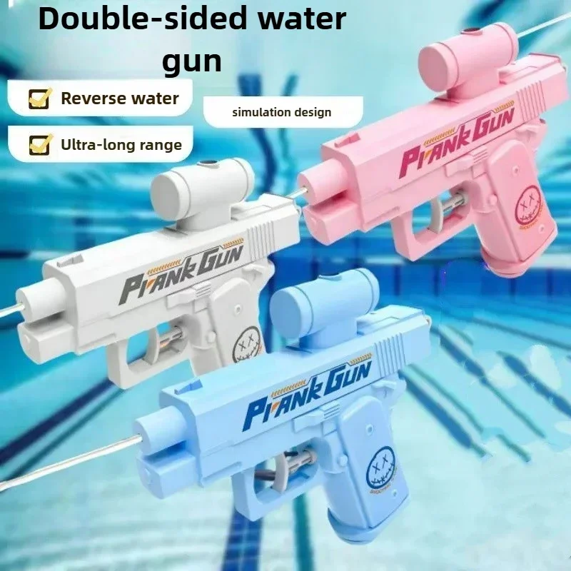Creative 2-Way Water Spray Gun Reverse Splash Toy for Prank Press Spray Squirt Gun Double Directional Water Gun Fun Outdoor Toy