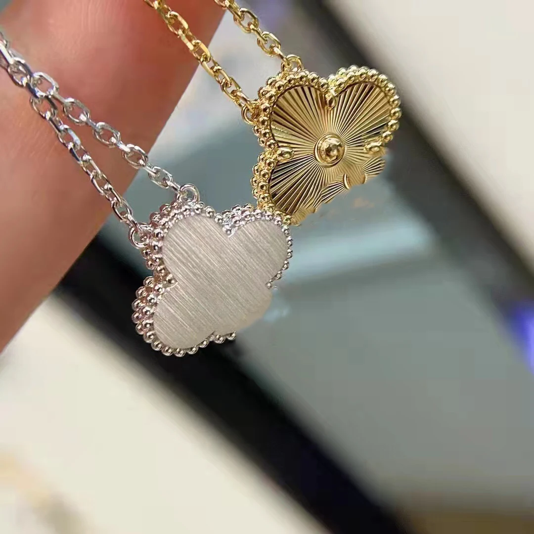 New European and American s925 Silver Radiant Clover Necklace Couple Gift Simple Fashion Versatile Personalized Light Luxury