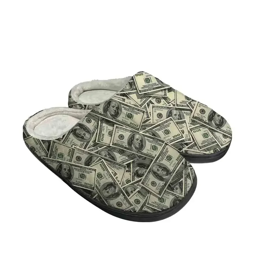 Dollar Dollars Money Home Cotton Custom Slippers High Quality Mens Womens Plush Fashion Casual Keep Warm Shoes Thermal Slipper