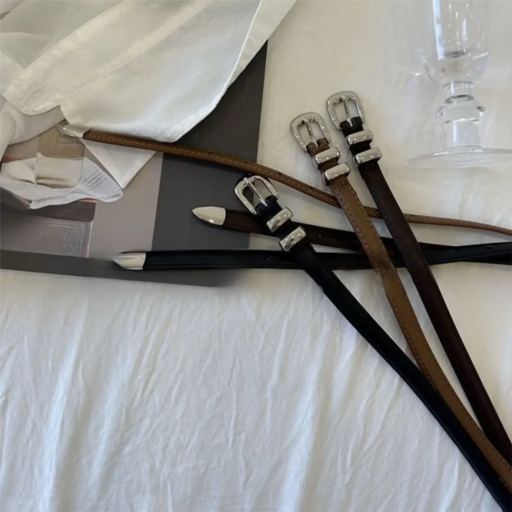 حزام نسائي قابل للتعديل يناسب الجميع على الطراز الكوري من جلد البولي يوريثان Y2k حزام خصر ريترو هاراجوكو جينز حزام خصر للسيدات