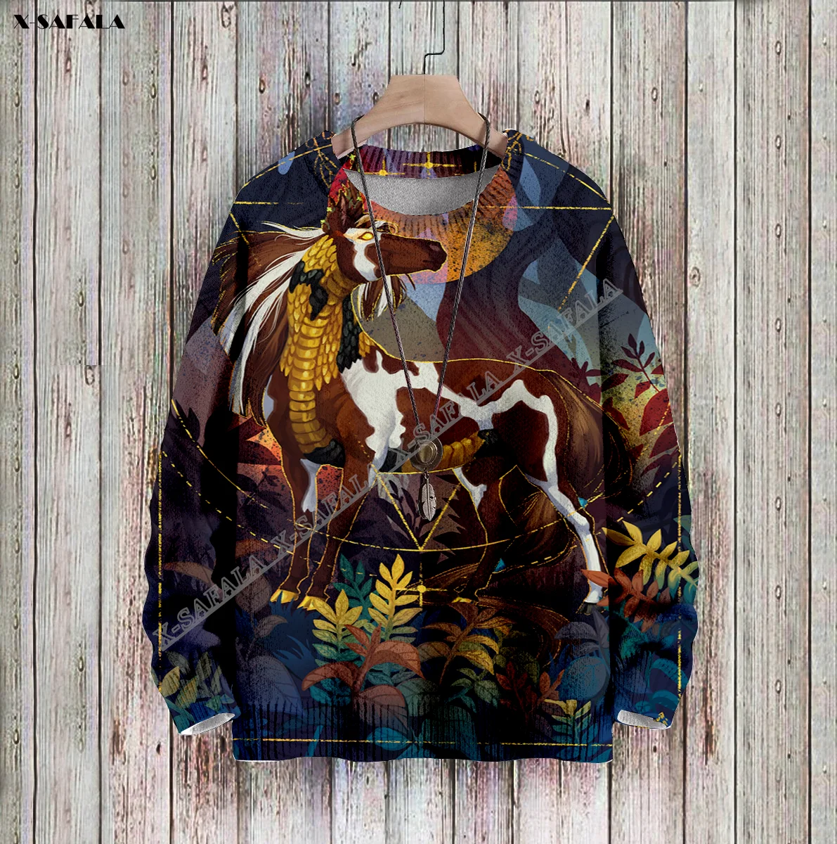 Beautiful Animal Horse Samurai 3D Printed Ugly Sweater Christmas Gift Men Female Winter Knitted Cotton Xmas Warm