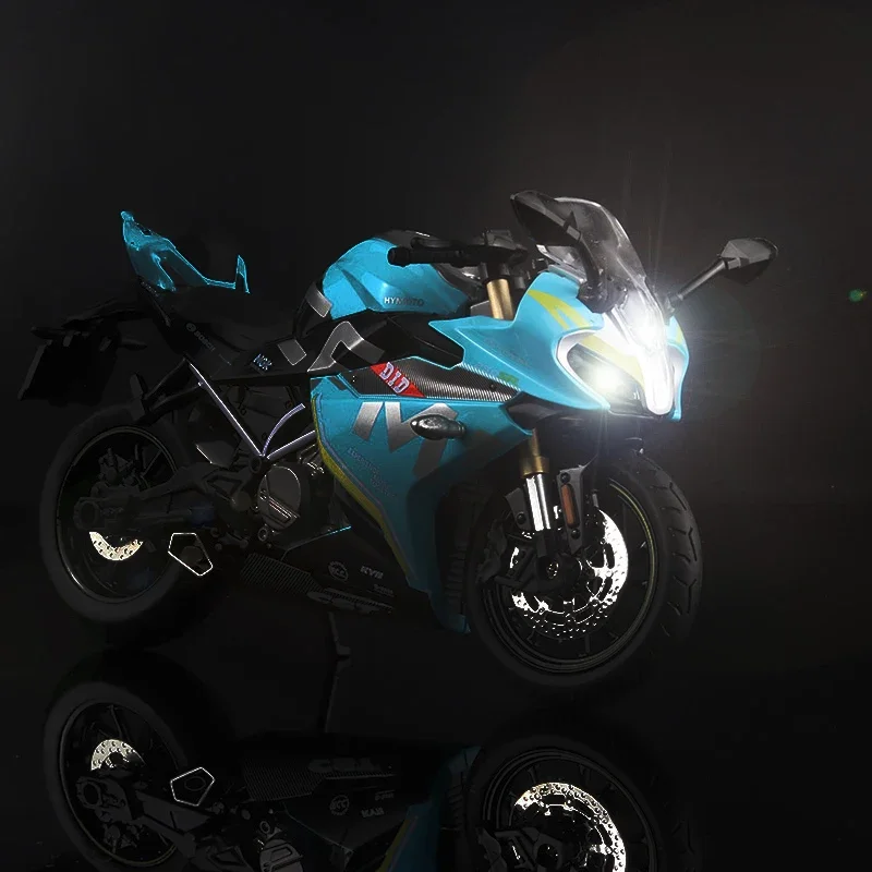 Spring Breeze CF 250SR Diecast moto modelo brinquedo, réplica com luz e som, presente de aniversário e Natal, coleção bicicleta, 1:12