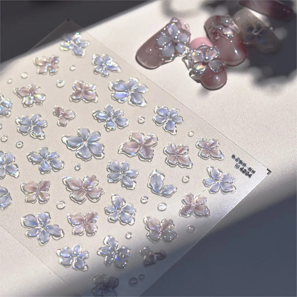 1 folha 5d geléia pétala flor etiqueta da arte do prego flash florescendo floral slider adesivo auto adesivo fantasia flores manicure decalques