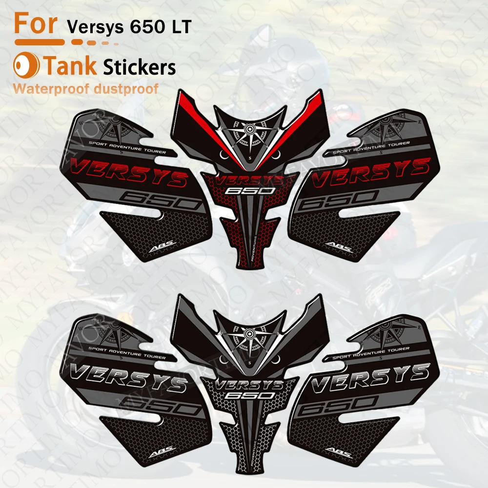 

New 650 LT Non-slip Side Fuel Tank Protection Pad for Kawasaki Versys 650LT Adventure Motorcycle 3D Epoxy Resin Sticker Decal