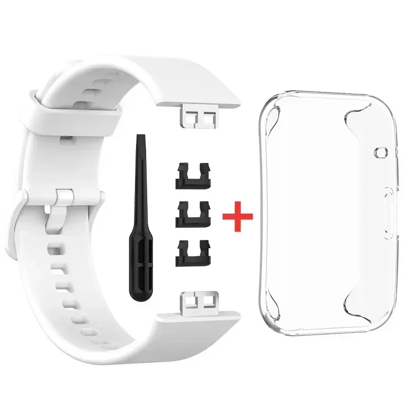 حافظة من مادة TPU + حزام لساعة Huawei Watch FIT Strap Smartwatch المعصم الرياضية سوار ساعة ذكي من السيليكون + غطاء مناسب لملحقات الساعة