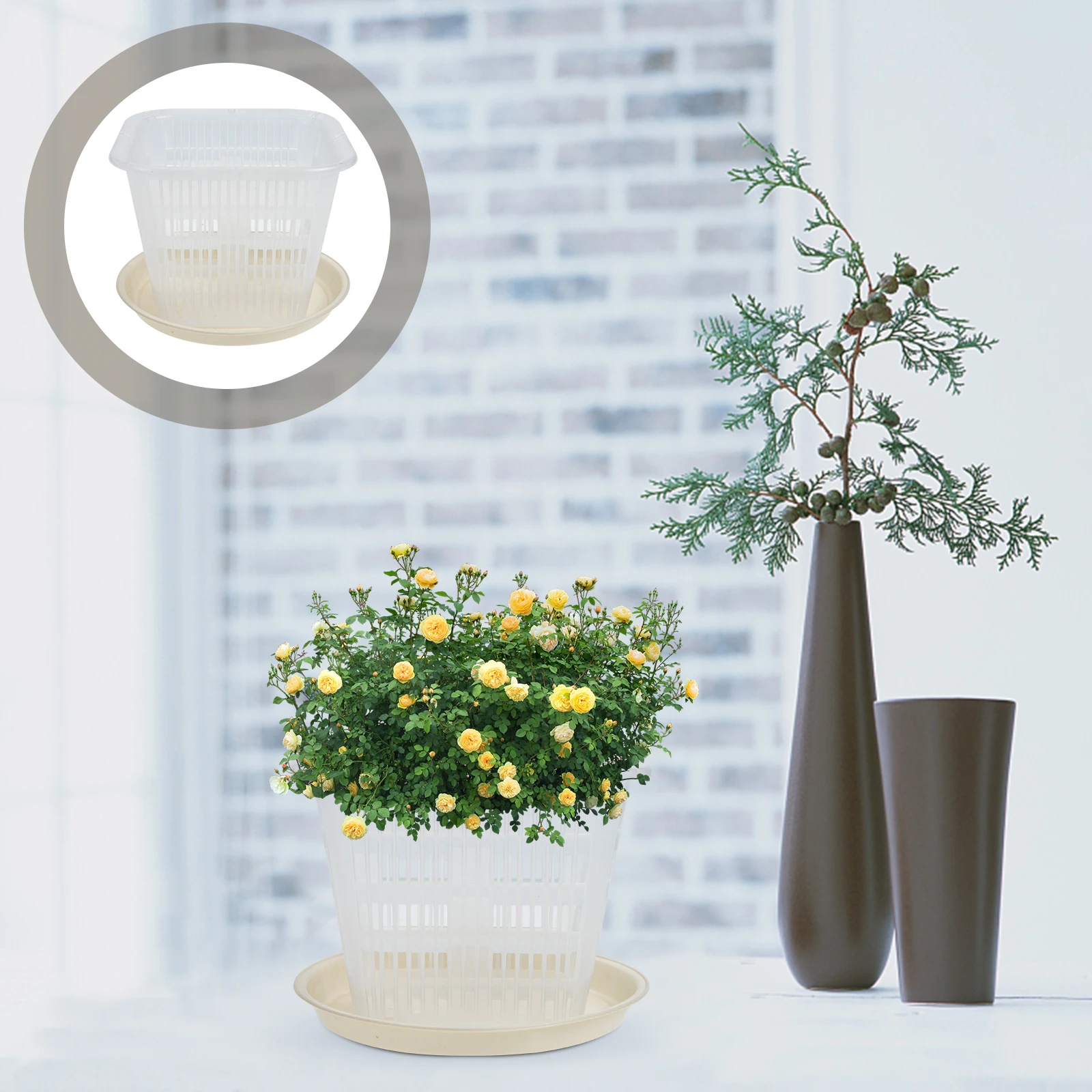 

1 set Breathable Root Control Flower Pot Pp Plastic Plant Pots for Gardening Home Office Balcony Decor