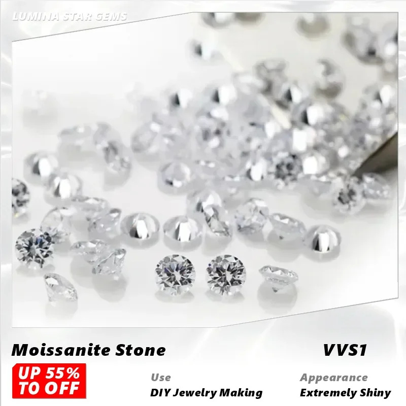

L-Moissanite Loose Stone Wholesale Round Cut Lab Grown Diamond D Color Vvs1 Pass Diamond Tester For Jewelry Making Materials