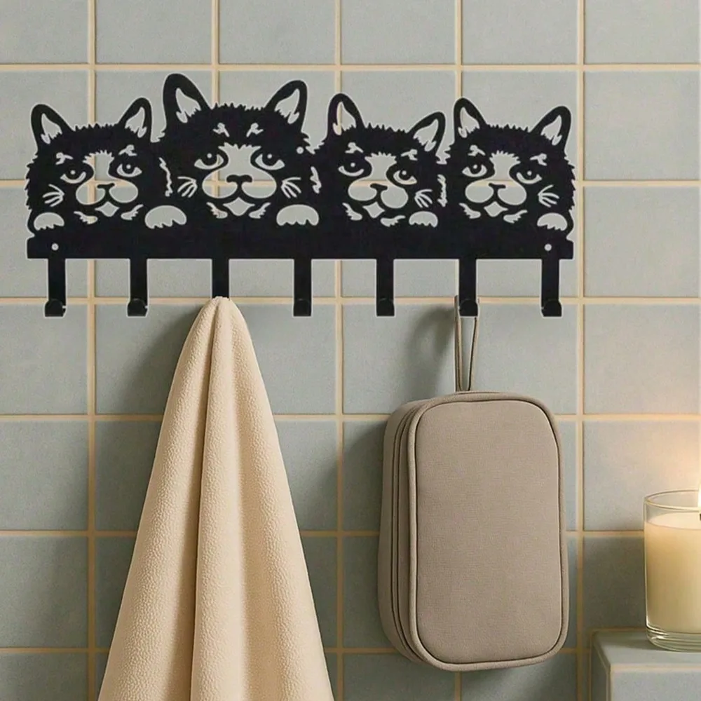 Pawsitively Adorabili ganci da parete per gatti, set di 5, simpatici ganci per artigli a forma di animale per cucina, ingresso, camera da letto, bagno