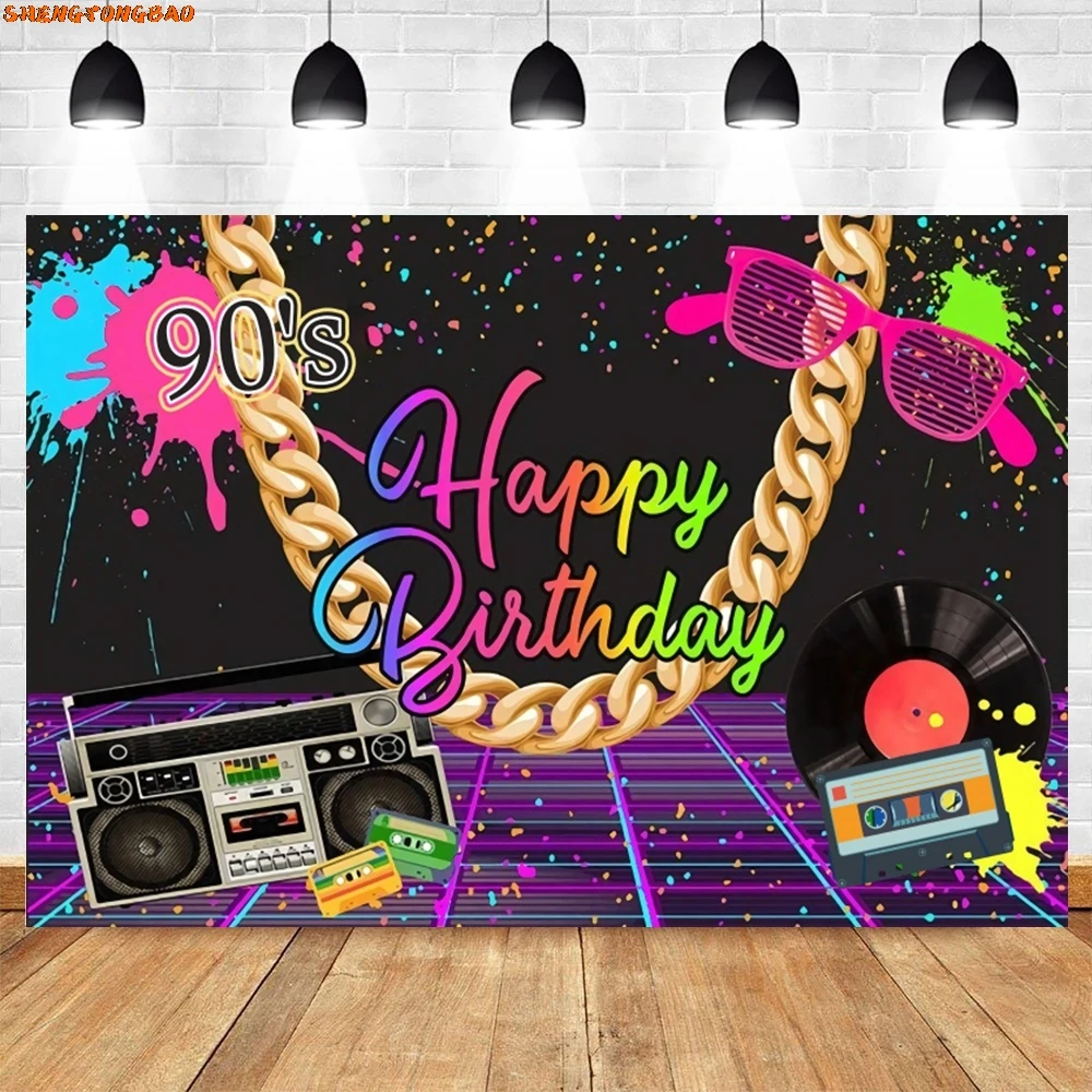 80's 90's Disco Music Party ฉากหลัง Hip Hop Graffiti Neon Glow อิฐผนัง Retro วิทยุแฟชั่นถ่ายภาพพื้นหลัง