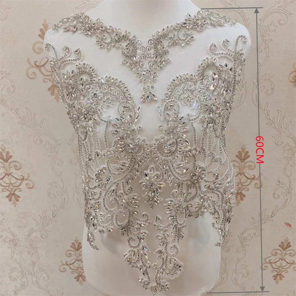 1PCS Sew on Rhinestone Bodice patches appliques sew on for wedding party