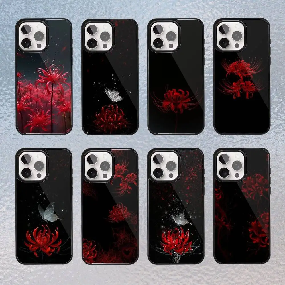 

Red Spider Lily Flower Phone Case For iPhone17,16,15,14,13,12,11 Plus,Pro Max Magnetic Magsafe Wireless Charging