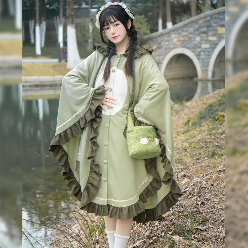 Kawaii Frog Plush Cloak Cartoon Cloak Pajamas Girl Sleepwear Cute Costume Spring Autumn Cloak Female Blanket Cape