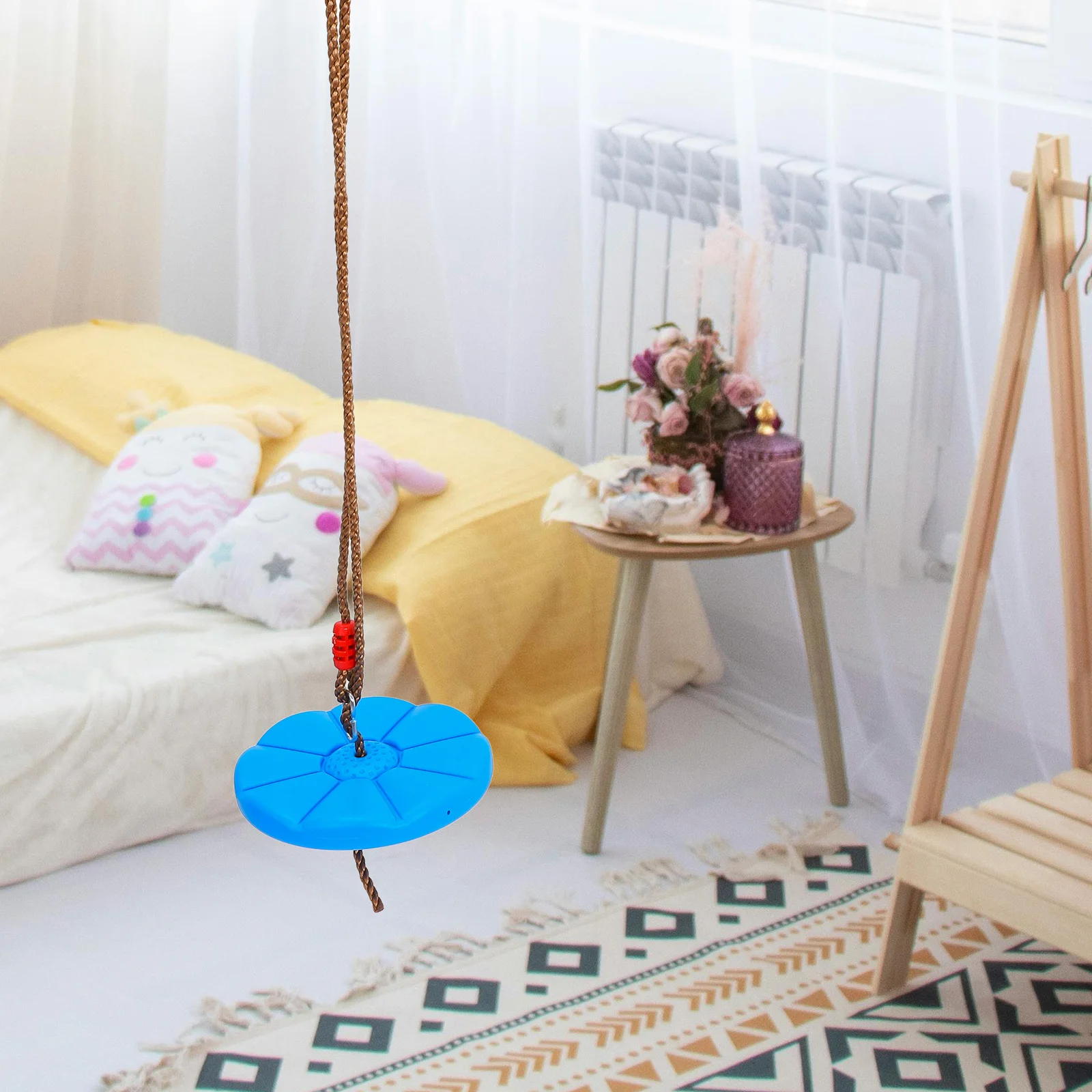 1 Set Sedia a fiori ottagonale Durevole in ferro PE per interni ed esterni Giochi per bambini Giardino Cortile Altalena sospesa in plastica per parco giochi sull'albero