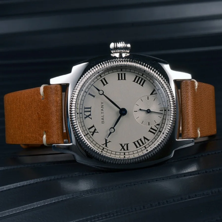 Baltany Men Pilot Watch 36MM Square Quartz Wristwatch Bubble Sapphire Mirror 100M Waterproof VD78 Enameling Hands