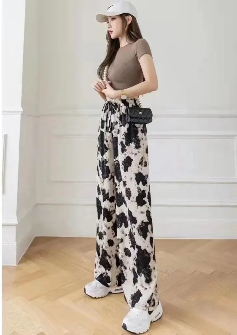 Pantalones informales con estampado de Hip Hop para mujer, ropa de calle Vintage con bolsillo y cintura elástica, pantalones holgados de moda, ropa Y2k, primavera y verano