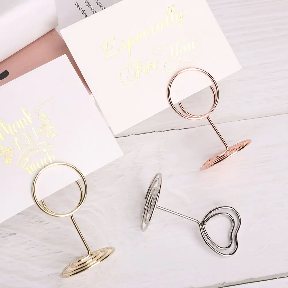 1pc Fashion Rose Gold Desktop Decoration Paper Clamp Place Card Clamps Stand Photos Clips Table Numbers Holder