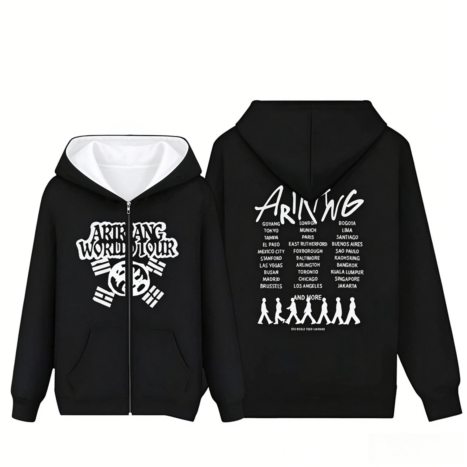 2026 BTS Arirang Tour Unisex Thermal Zip-up Hoodie, Autumn Winter Kpop Korean Wave Hoodie, Men Women 3D Print Fashion Sweatshirt