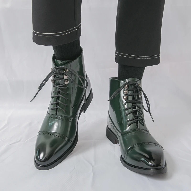 

Men High Top Boots PU Low Heel Professional Classic Business Men Boots Size 38-46