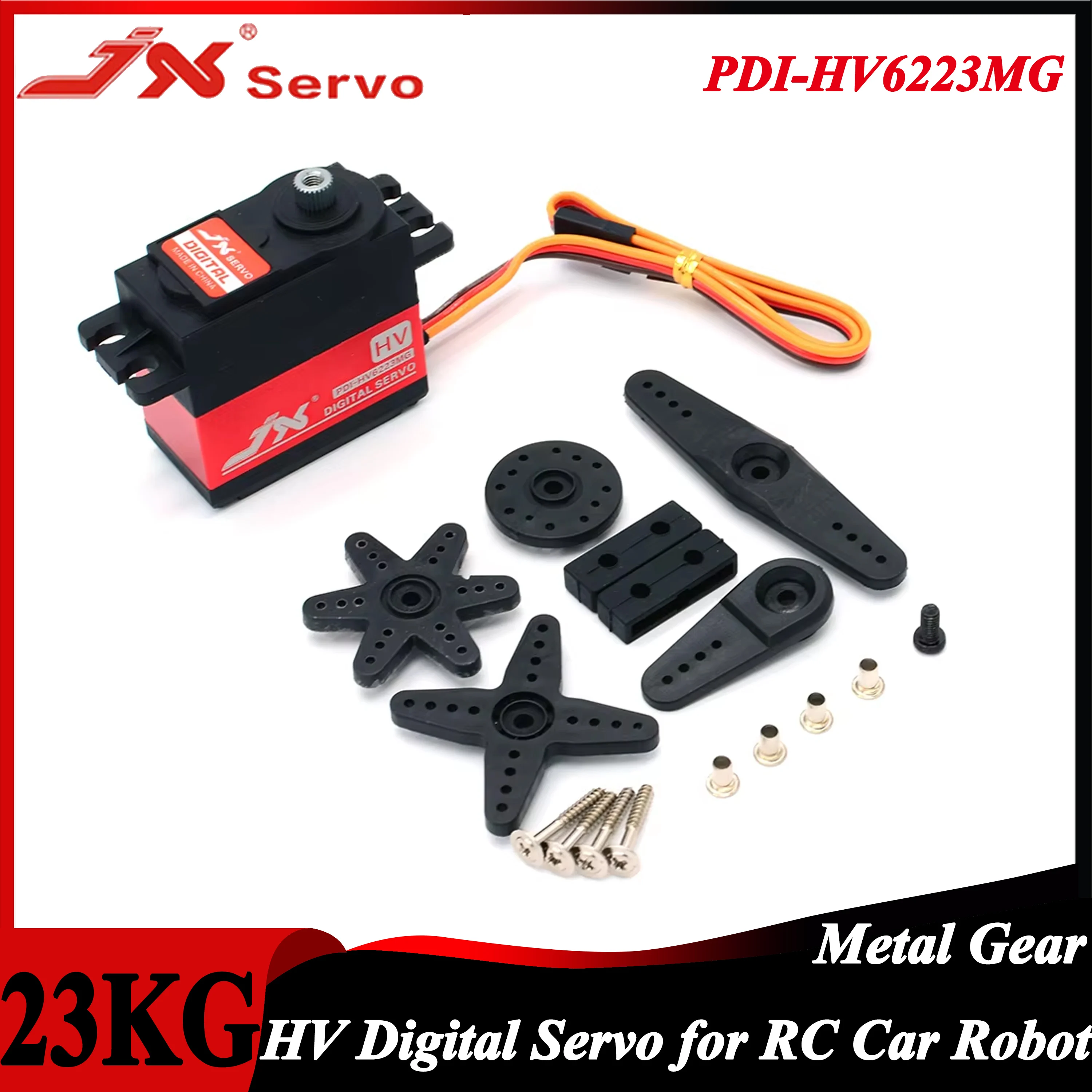 

JX PDI-HV6223MG 23KG HV 6-8.4V Metal Gear Digital Standard Servo for 1/8 1/10 RC Car Robot Airplane Drone Aicraft Boat Toy Parts