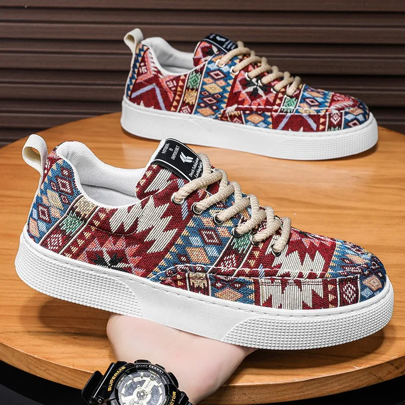 Men's Shoes 2025 Spring New Fashion Lace Up Casual Shoes Mixed Colors  Versatile Comfortable Canvas Shoes Lightweight Sneakers