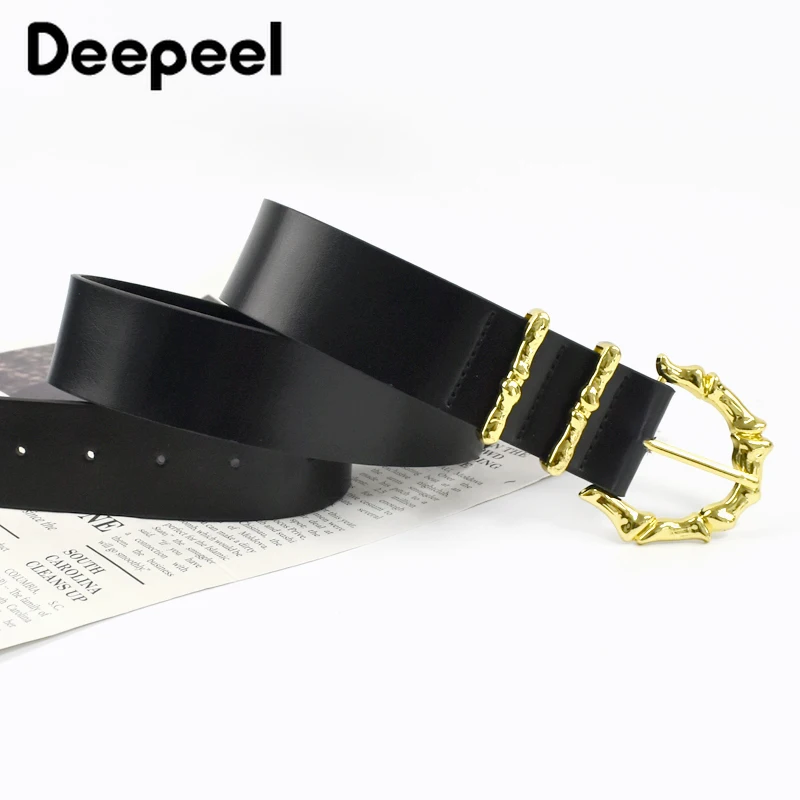 1Pc Deepeel 3*100cm Retro Women Genuine Leather Belt Brass Pin Buckle Cummerbund Decorative Female Fashion Luxury Corset Belts