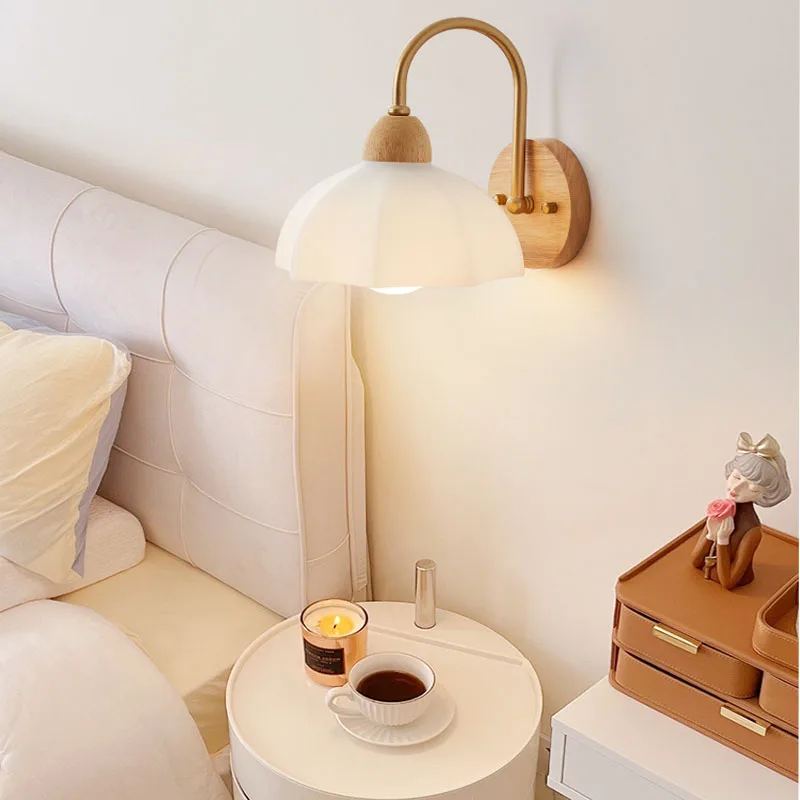 Lâmpada de parede de madeira retrô japonesa nórdica, LED Wall Sconce, Quarto e sala de estar, Escada, decoração coreana vintage