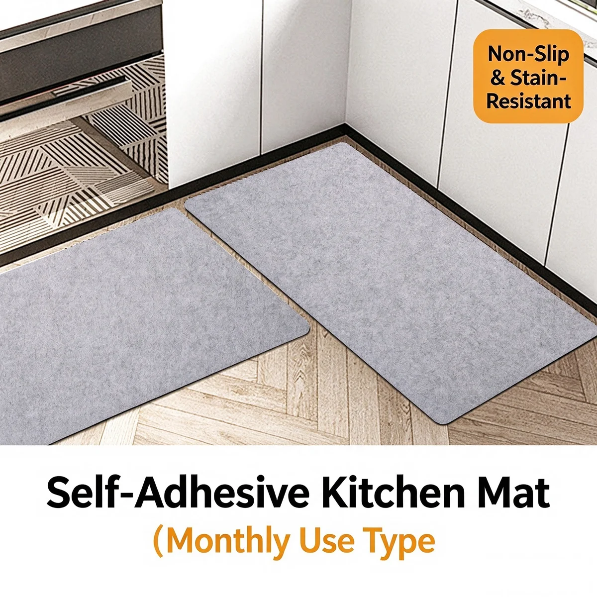 Self-Adhesive Felt Protective Mat, Oil-Proof Anti-Slip Wear Resistant Floor Sheet Cuttable for Kitchen Bathroom Floor Protection