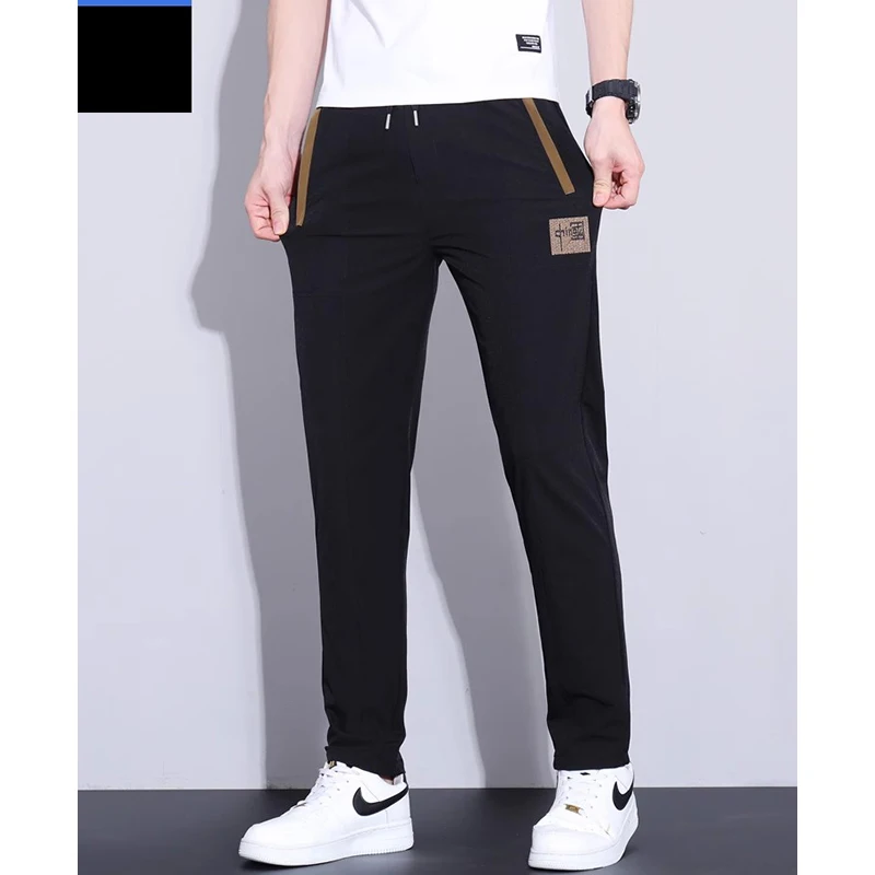 Autumn and winter fashion brand elasticated waist sports casual pants men's elastic straight leg new full size cargo overalls