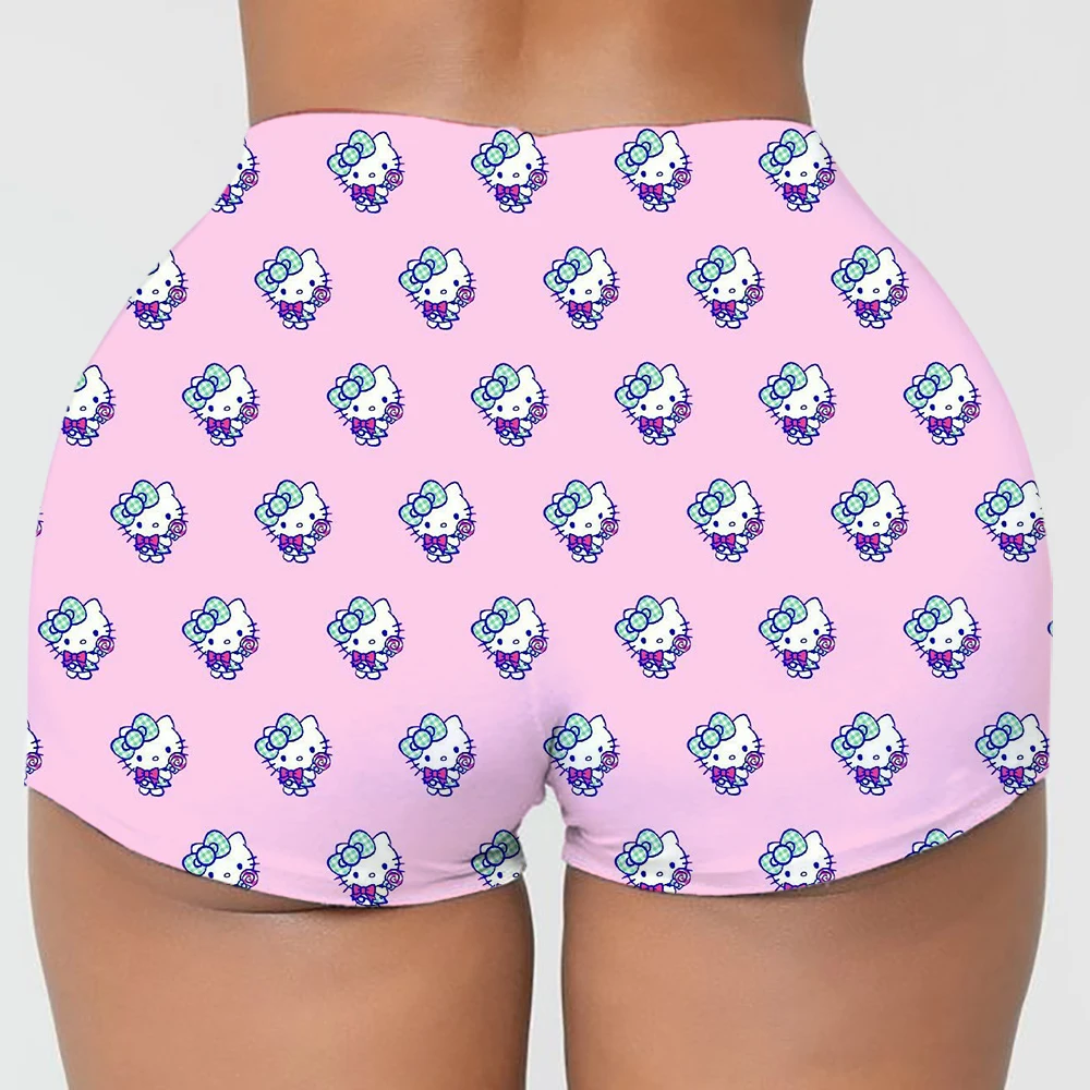 Pantaloncini da allenamento per motociclisti da pallavolo personalizzati Hello Kitty Cat Anime Cartoon per pantaloncini da yoga per palestra atletica da donna