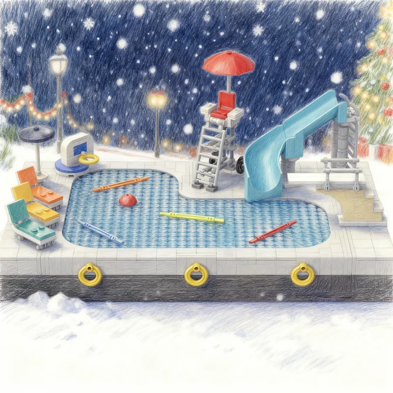 

2939pcs MOC Public Swimming Pool City Model Building Blocks Toy Gift Creative Display Collectible Desk Premium Adult Kids Home