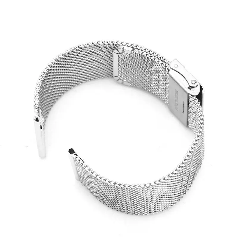 20mm Milanese Stainless Steel Watch Band, Double Push Button Fold Clasp, Replacement for Daniel Wellington, Silver Black Rose Go