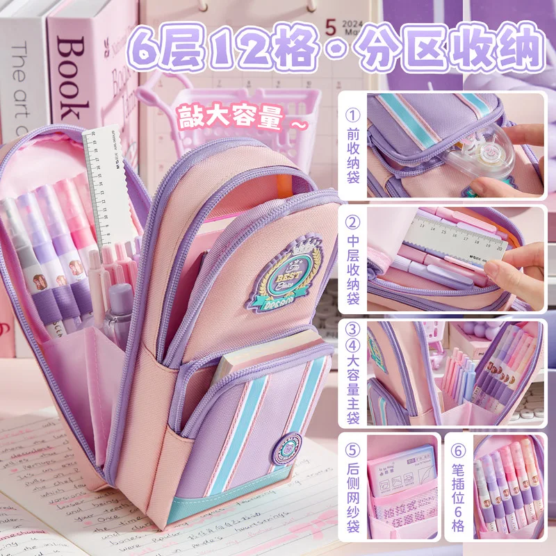 Kaba Bear's New Small Backpack-Style Pencil Case Is Large-Capacity Stationery Box Specifically For Junior School Students, With