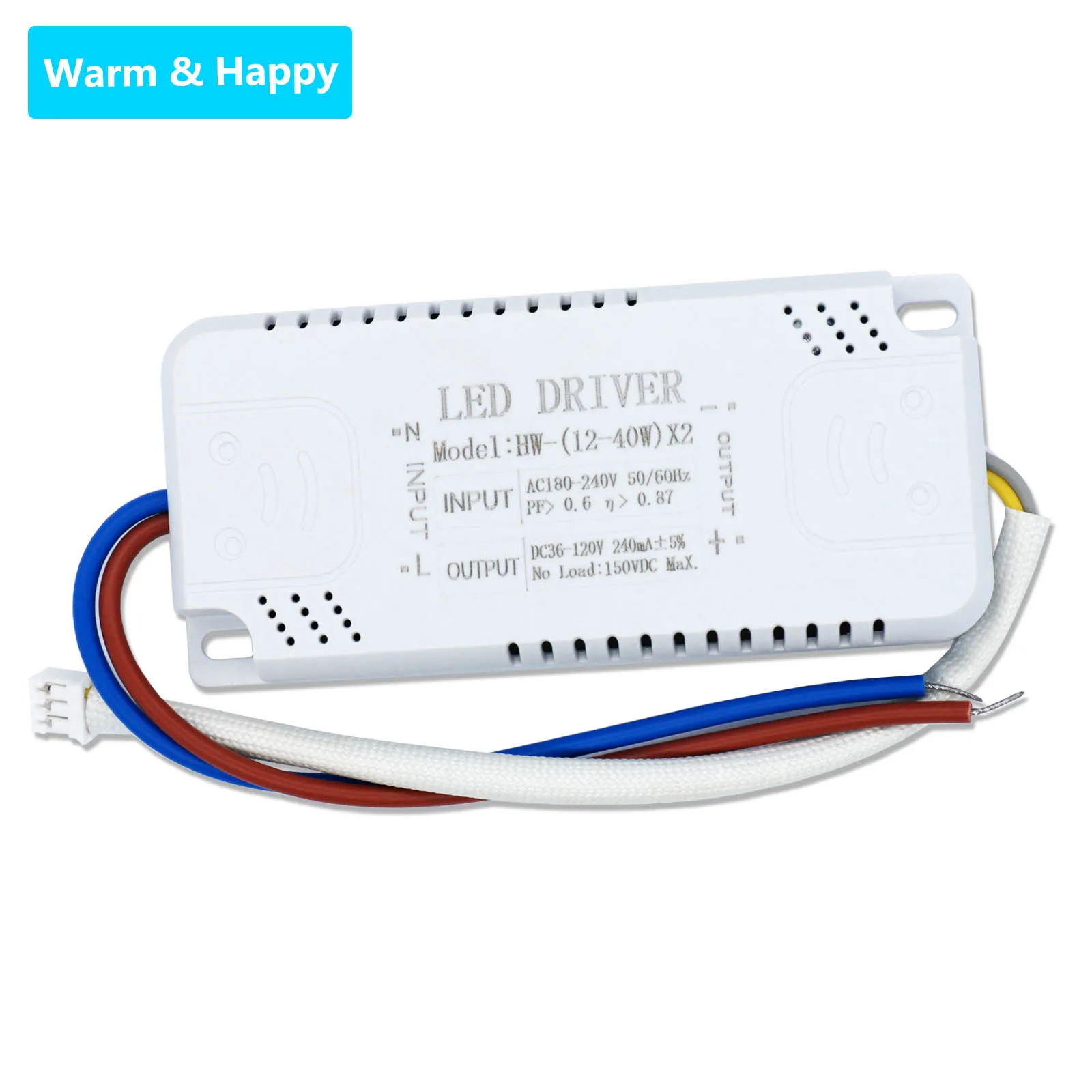 12-40W * 2 Non Isolated Dual Color LED Power Supply DC36-120V 240mA Constant Current Drive Ceiling Light Dining Pendant Light