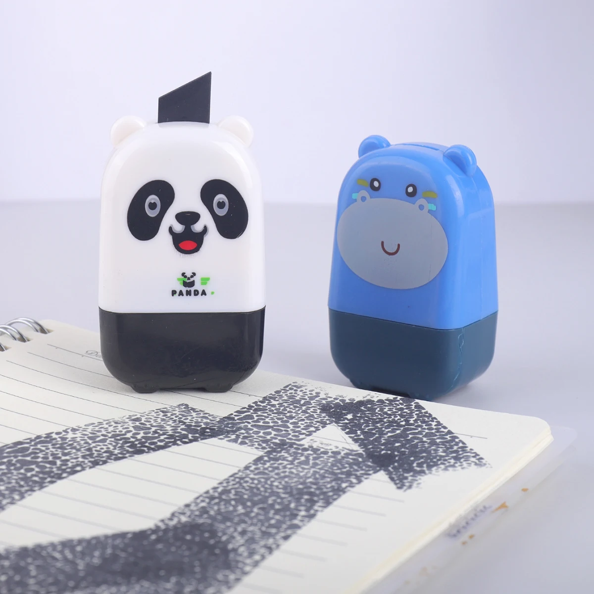 Cute Animal Roller Privacy Stamp - Panda Hippo Tiger Security Inkless Stamp for Identity Protection, Mail, Documents, Office Use