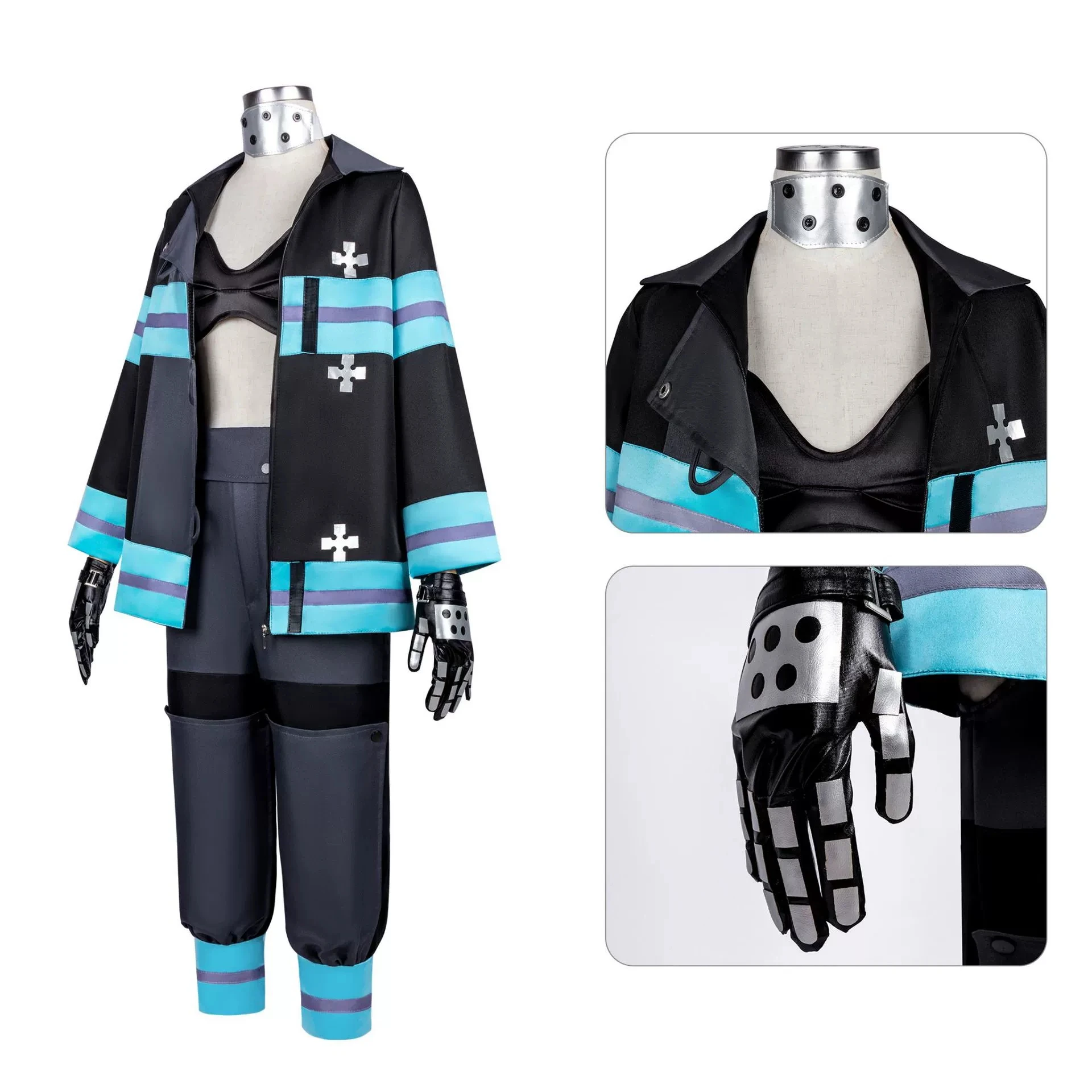 

Anime Manga Fire Force Maki Oze Cosplay Uniform Set Shinra Kusakabe Disguise Performance Costume Halloween Party for Woman Men